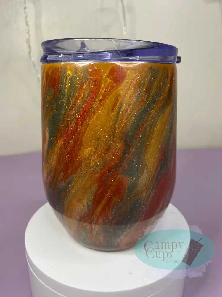 12Oz Wine Tumbler W/ Fall Colored Hatching Tumblers