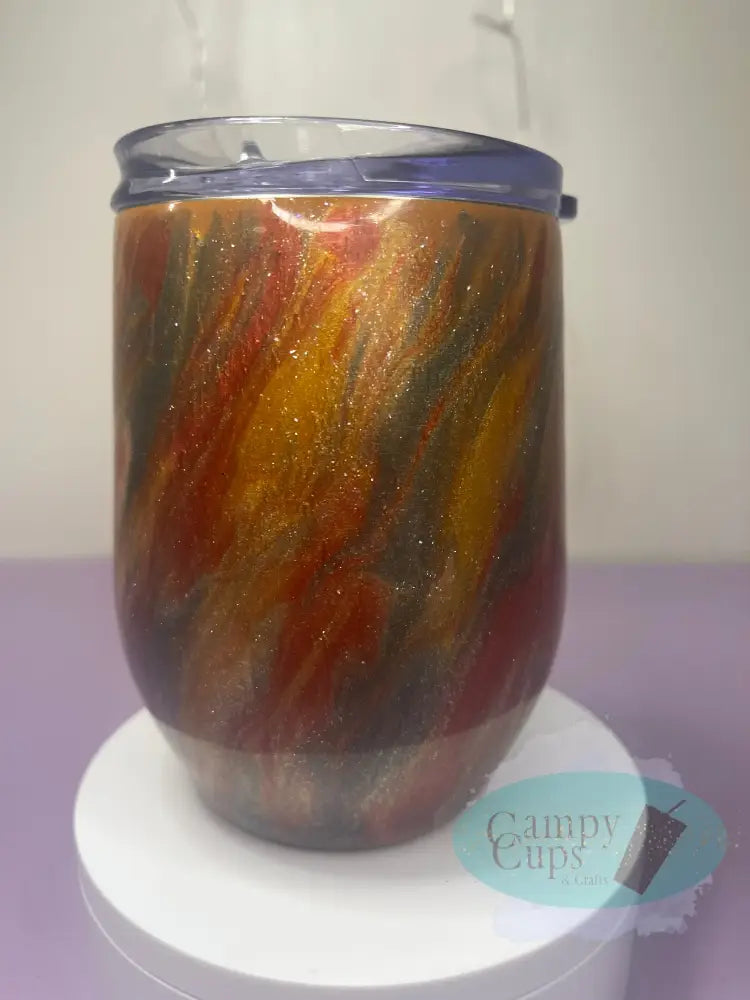 12Oz Wine Tumbler W/ Fall Colored Hatching Tumblers