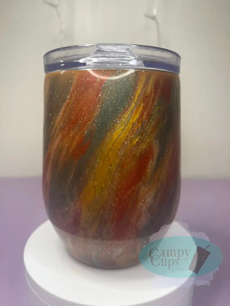 12Oz Wine Tumbler W/ Fall Colored Hatching Tumblers