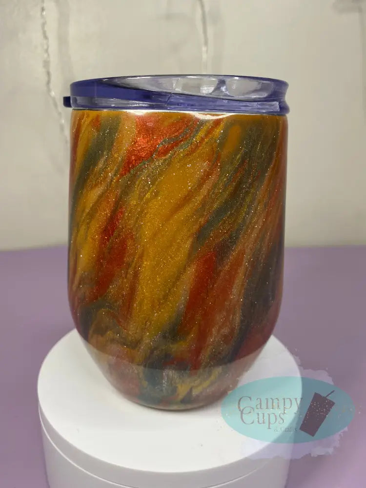 12Oz Wine Tumbler W/ Fall Colored Hatching Tumblers