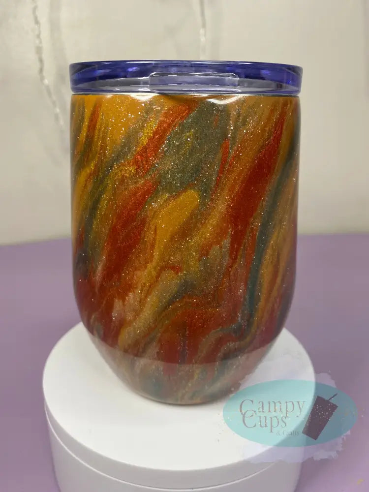 12Oz Wine Tumbler W/ Fall Colored Hatching Tumblers