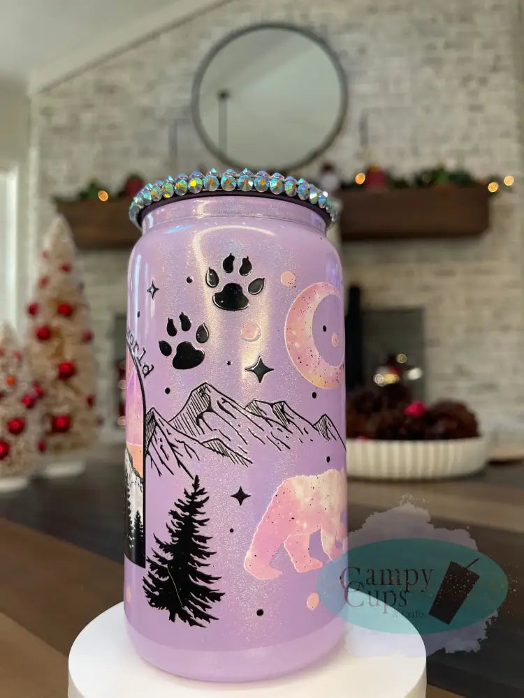 16Oz Bear Shimmer Glass Tumbler Tumblers