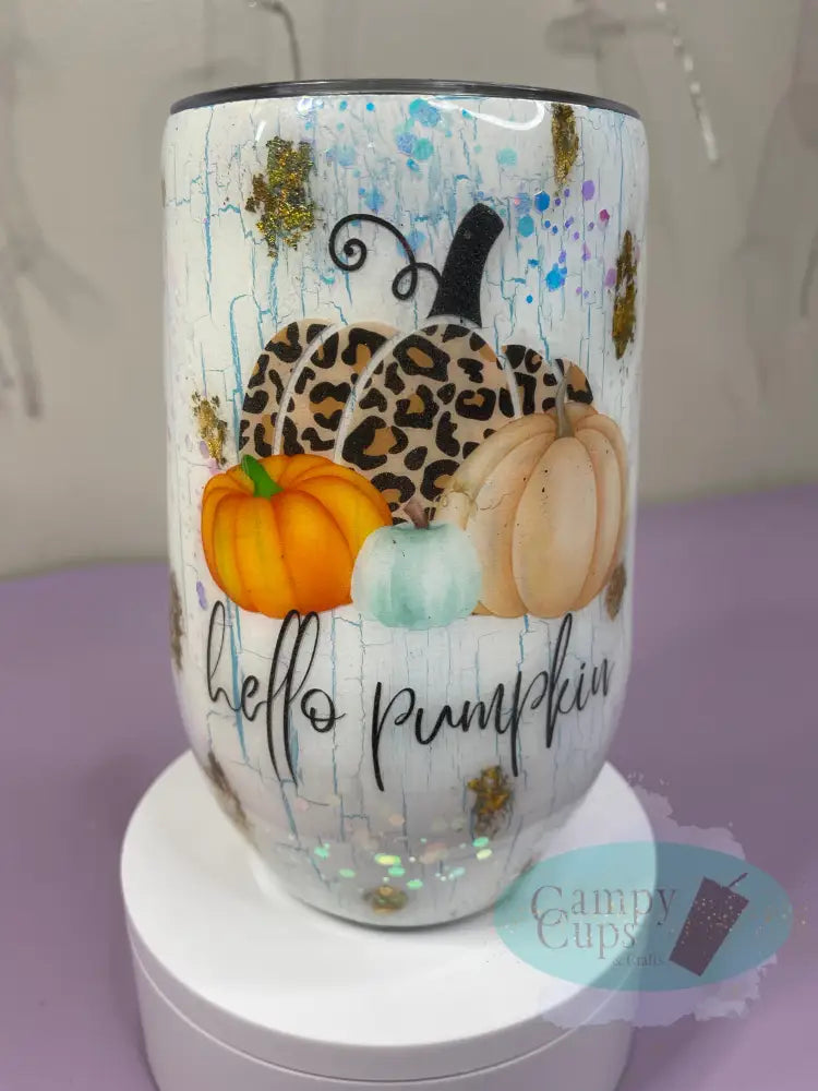 17Oz Wine Tumbler W/ Pumpkin Decal