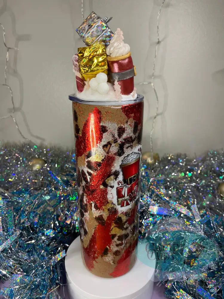 20Oz Candy Cane Lane Straight Skinny Plus Tumbler W/ Screw On Sliding Lid Topper Straw Tumblers